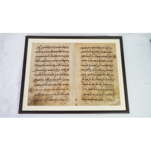 12 - TWO MANUSCRIPT FOLIOS FROM A RENOWNED EASTERN KUFIC QUR’AN 
PERSIA
12TH CENTURY   Qur’an IV. Sura al... 