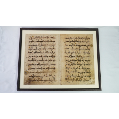 12 - TWO MANUSCRIPT FOLIOS FROM A RENOWNED EASTERN KUFIC QUR’AN 
PERSIA
12TH CENTURY   Qur’an IV. Sura al... 