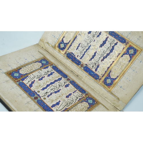 19 - A SAFAVID QUR’AN JUZ, XXIII.
IRAN, 17TH CENTURY.  Arabic manuscript on buff paper, 28+4 folios, seve... 