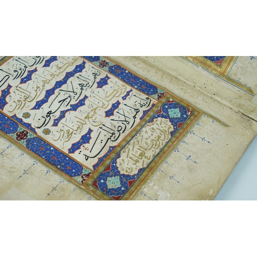 19 - A SAFAVID QUR’AN JUZ, XXIII.
IRAN, 17TH CENTURY.  Arabic manuscript on buff paper, 28+4 folios, seve... 