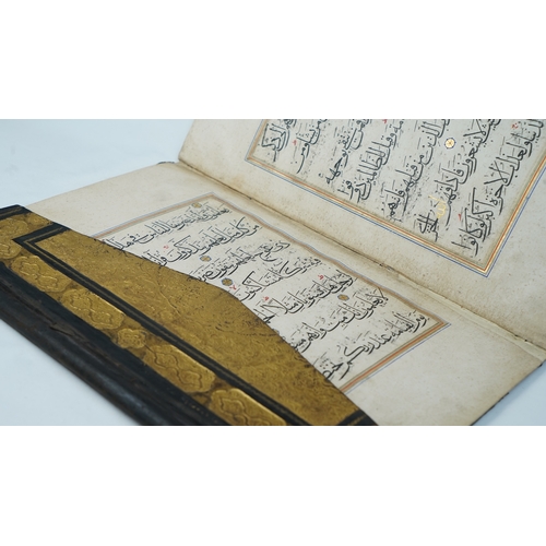 19 - A SAFAVID QUR’AN JUZ, XXIII.
IRAN, 17TH CENTURY.  Arabic manuscript on buff paper, 28+4 folios, seve... 