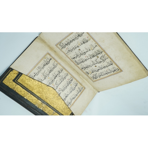 19 - A SAFAVID QUR’AN JUZ, XXIII.
IRAN, 17TH CENTURY.  Arabic manuscript on buff paper, 28+4 folios, seve... 