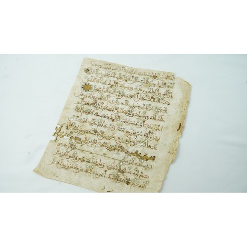 38 - A GROUP OF MAGHRIB QUR’AN FOLIOS, 13TH CENTURY, NORTH AFRICA OR SPAIN   An Arabic manuscript on vell... 