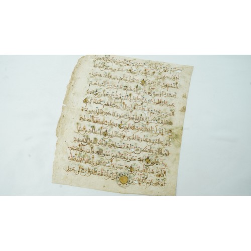 38 - A GROUP OF MAGHRIB QUR’AN FOLIOS, 13TH CENTURY, NORTH AFRICA OR SPAIN   An Arabic manuscript on vell... 