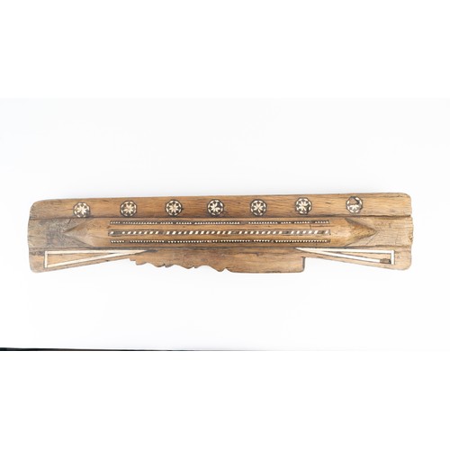 40 - A MARINID BONE AND WOOD INLAID WOODEN BEAM
MOROCCO/ SPAIN, 14TH/15TH CENTURY  Of rectangular form, d... 