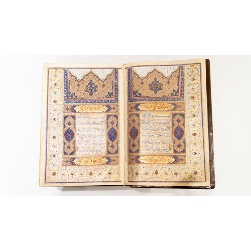 86 - A MASSIVE QAJAR QUR’AN SET IN A WOODEN CONTEMPORANEOUS BOX 
MUHARRAM 1319AH/ MAY 1901AD 

DEDICATED ... 