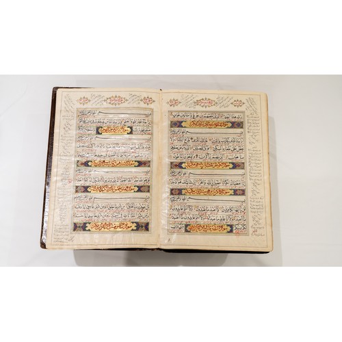 86 - A MASSIVE QAJAR QUR’AN SET IN A WOODEN CONTEMPORANEOUS BOX 
MUHARRAM 1319AH/ MAY 1901AD 

DEDICATED ... 