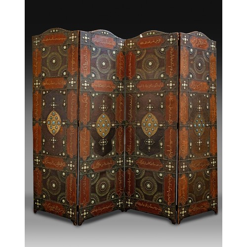 87 - EARLY 2OTH CENTURY FOLDED SCREEN WITH PERSIAN INSCRIPTION, PRINCE MOMTAZ AL-SALTANEH'S PROPERTY    L... 