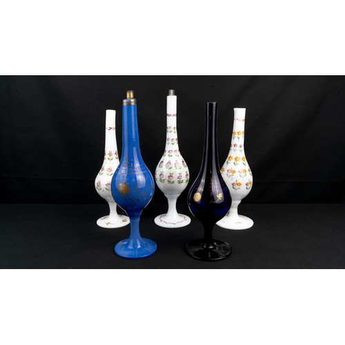 94 - COLLECTION OF BEYKOZ GLASS ROSEWATER SPRINKLERS, OTTOMAN TURKEY, 19TH CENTURY   Set of five, each op... 