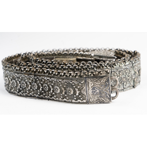 107 - AN ARMENIAN CAUCASIAN SILVER BELT, POSSIBLY FROM SHIRAK
An exquisite Armenian silver belt, meticulou... 