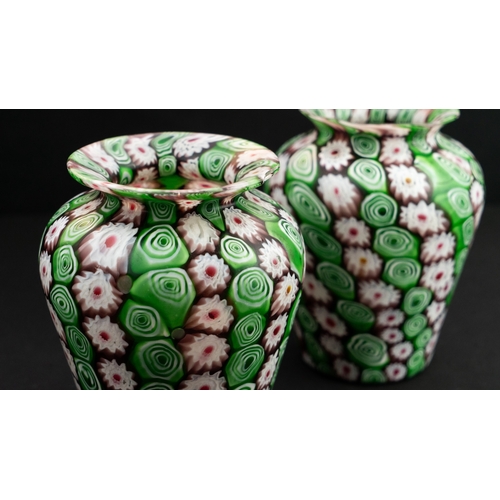 111 - A PAIR OF FRATELLI TOSO MURANO MILLEFIORI VASE
Of baluster form, resting on flat base, body tapering... 