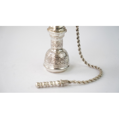 59 - A SILVER TINY ORNAMENT IN THE SHAPE OF SHISHA, EGYPT  Of traditional form, resting on a flat base, r... 