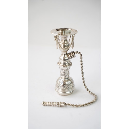 59 - A SILVER TINY ORNAMENT IN THE SHAPE OF SHISHA, EGYPT  Of traditional form, resting on a flat base, r... 