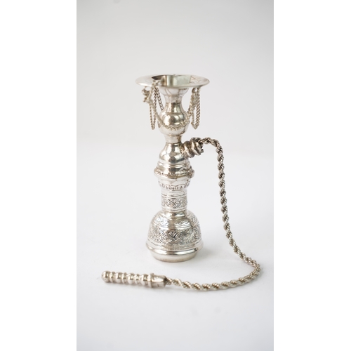 59 - A SILVER TINY ORNAMENT IN THE SHAPE OF SHISHA, EGYPT  Of traditional form, resting on a flat base, r... 