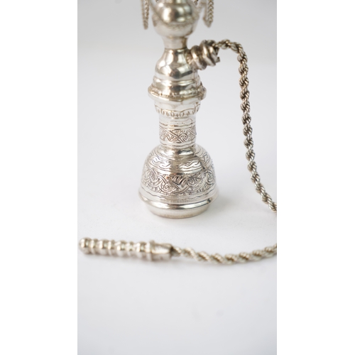 59 - A SILVER TINY ORNAMENT IN THE SHAPE OF SHISHA, EGYPT  Of traditional form, resting on a flat base, r... 