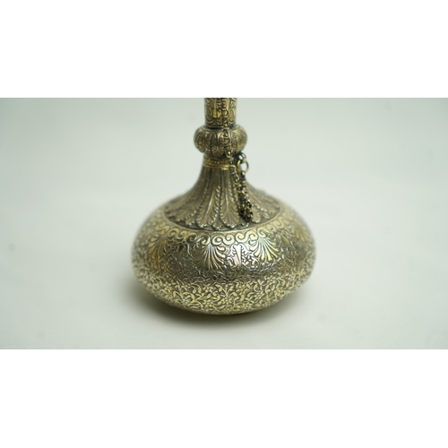 66 - AN ANGLO – INDIAN SILVER SMALL WATER BOTTLE (SURAHI), LUCKNOW, LATE 19TH CENTURY, POSSIBLY RAJ PERIO... 