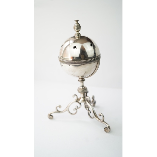 15 - AN OTTOMAN/EGYPTIAN SILVER INCENSE BURNER Of spherical shape, made of two detached units linked toge... 