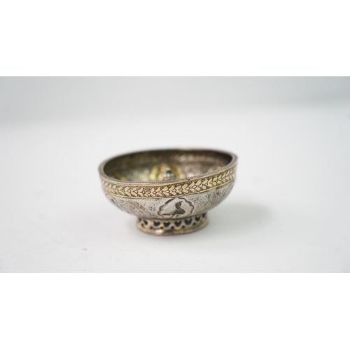 2 - A 
SMALL REPOUSSE OTTOMAN SILVER BOWL, Of rounded form with raised central roundel in the form of a ... 