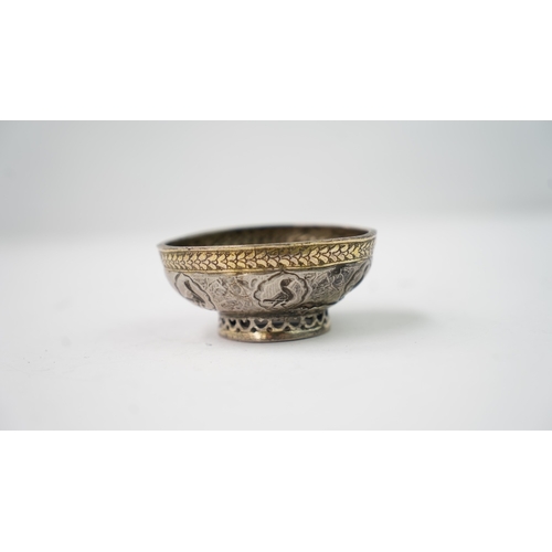 2 - A 
SMALL REPOUSSE OTTOMAN SILVER BOWL, Of rounded form with raised central roundel in the form of a ... 