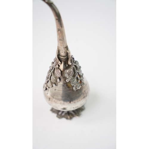 23 - A 19th CENTURY OTTOMAN SILVER ROSE WATER SPRINKLER, OTTOMAN EMPIRE Of pear-shaped body, resting on a... 