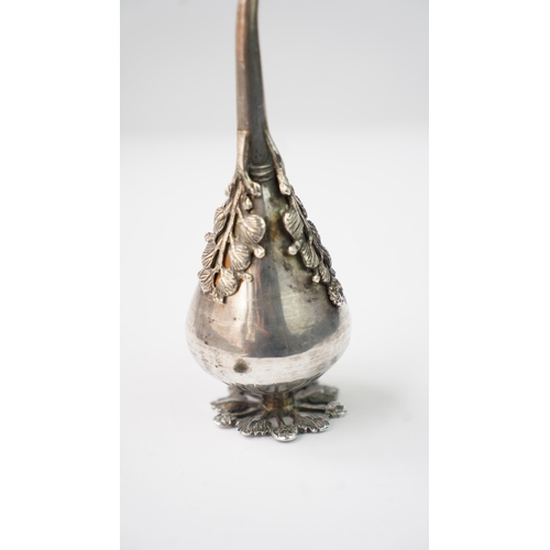 23 - A 19th CENTURY OTTOMAN SILVER ROSE WATER SPRINKLER, OTTOMAN EMPIRE Of pear-shaped body, resting on a... 