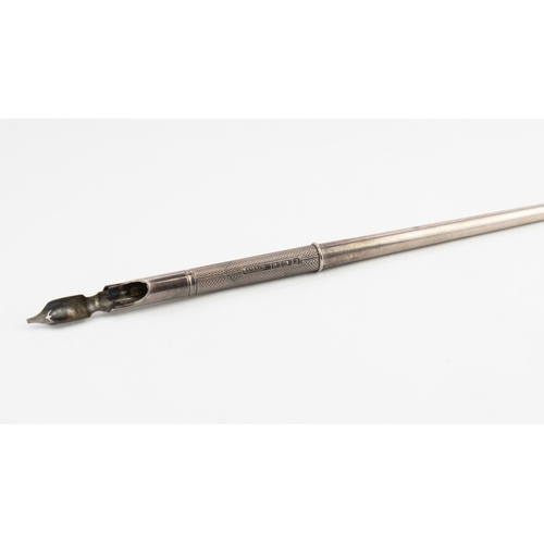 47 - AN ANTIQUE SILVER DIP PEN, SAMPSON MORDEN & CO  Long stylish thin body, with SM&CO initials on repou... 