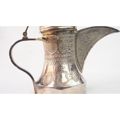 49 - A SILVER DALLAH COFFEE POT, PROBABLY EGYPT OR TUNISIA, EARLY 20TH CENTURY  Of typical form, with a b... 