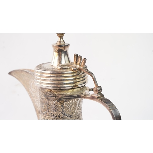 49 - A SILVER DALLAH COFFEE POT, PROBABLY EGYPT OR TUNISIA, EARLY 20TH CENTURY  Of typical form, with a b... 