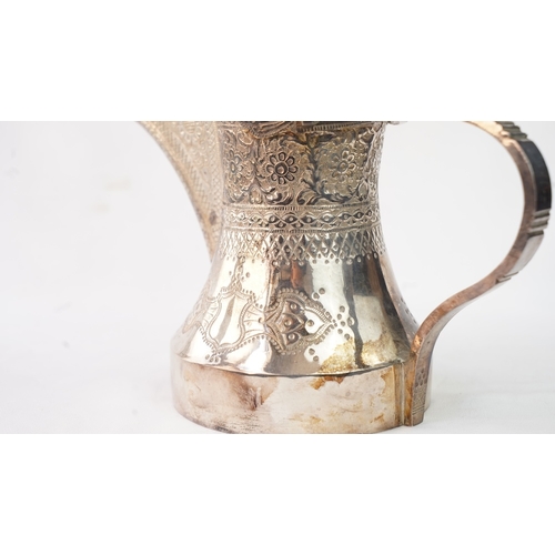 49 - A SILVER DALLAH COFFEE POT, PROBABLY EGYPT OR TUNISIA, EARLY 20TH CENTURY  Of typical form, with a b... 