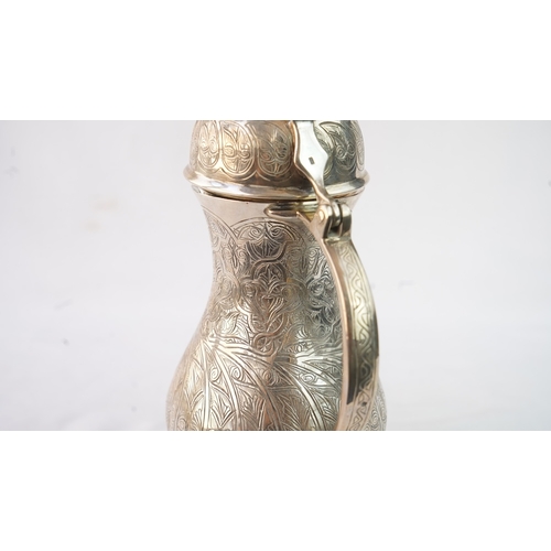 51 - AN EGYPTIAN SILVER COFFEE POT, EGYPT, 1947, MARKED  Fashioned in a baluster shape, the silver pot fe... 