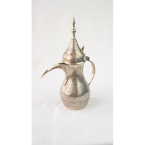 51 - AN EGYPTIAN SILVER COFFEE POT, EGYPT, 1947, MARKED  Fashioned in a baluster shape, the silver pot fe... 