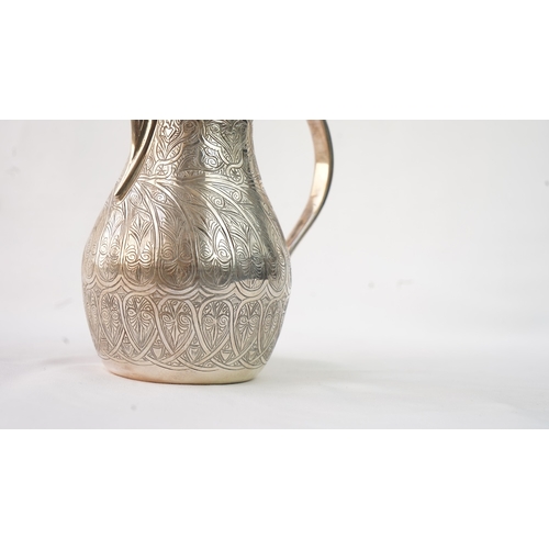 51 - AN EGYPTIAN SILVER COFFEE POT, EGYPT, 1947, MARKED  Fashioned in a baluster shape, the silver pot fe... 