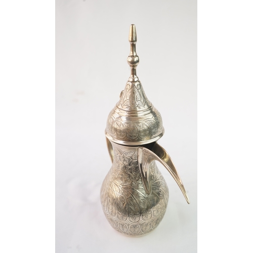 51 - AN EGYPTIAN SILVER COFFEE POT, EGYPT, 1947, MARKED  Fashioned in a baluster shape, the silver pot fe... 