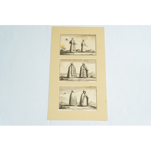 61 - THREE 
GRAVURES OF MOYNES ARMENIAN RELIGIOUS FIGURES FROM MOUNT ARARAT (AGRI,TURKEY)
44 cm length fr... 