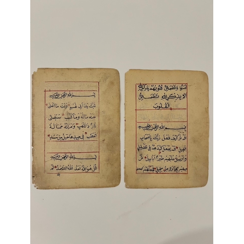 149 - TWO FOLIOS FROM A QURAN, OTTOMAN TURKEY, 19TH CENTURY
Arabic manuscript on paper, 9ll. of black nask... 