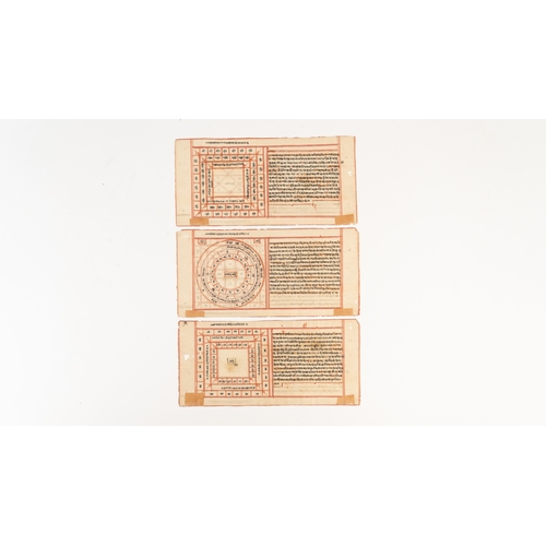 158 - 3 Folios From A  Sanskrit Manuscript, India, 19th Century
Sanskrit manuscript on paper, 3 leaves, de... 