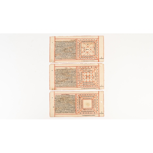 158 - 3 Folios From A  Sanskrit Manuscript, India, 19th Century
Sanskrit manuscript on paper, 3 leaves, de... 