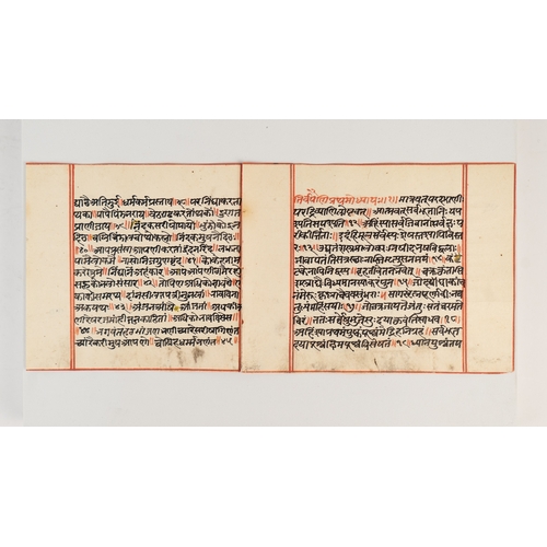 161 - 2 Folios From A Religious Book, India, 19th Century
Sanskrit manuscript on paper, 13ll. in black and... 