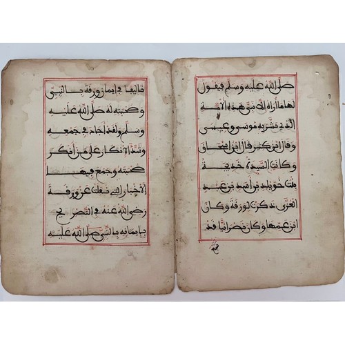 142 - A MAGHRIB BIFOLIO FROM A HADITH BOOK, NORTH AFRICA
Arabic manuscript on watermarked paper, 8ll. Of d... 