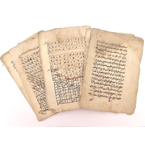 143 - A COLLECTION OF TALISMANIC FOLIOS AND STUDIES
Arabic manuscript on paper, five folios, from differen... 