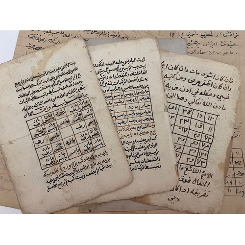 143 - A COLLECTION OF TALISMANIC FOLIOS AND STUDIES
Arabic manuscript on paper, five folios, from differen... 