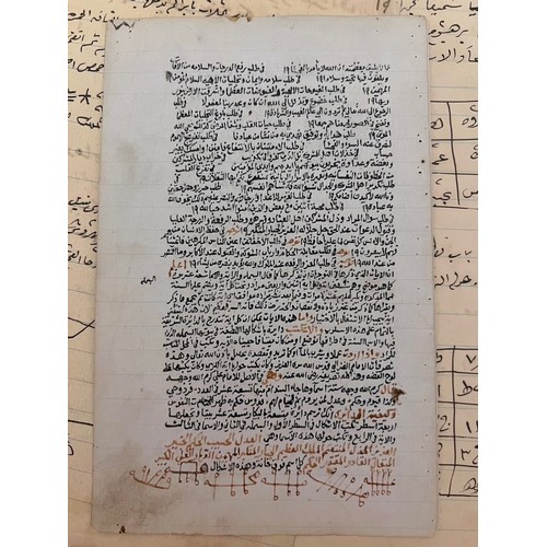 143 - A COLLECTION OF TALISMANIC FOLIOS AND STUDIES
Arabic manuscript on paper, five folios, from differen... 