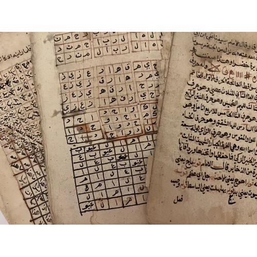 143 - A COLLECTION OF TALISMANIC FOLIOS AND STUDIES
Arabic manuscript on paper, five folios, from differen... 