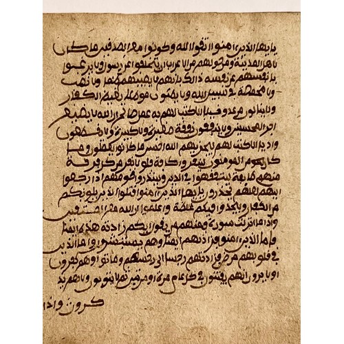 94 - TWO 
FOLIOS FROM A RELIGIOUS BOOK, NORTHERN AFRICA, 19TH CENTURY
Arabic manuscript on paper, 15ll. o... 