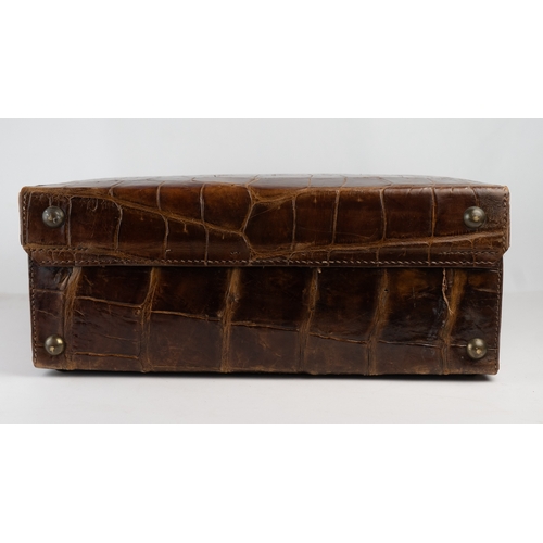 1 - A FINE 
LEATHER CROCODILE-EMBOSSED CASE BY BAKERS KENSINGTON, EARLY 20TH CENTURY.Crafted by the este... 