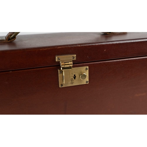 10 - A LEATHER DOUBLE MOTOR GUNCASE.Of rectangular form, fitted for 28in. barrels (could be adapted to 31... 