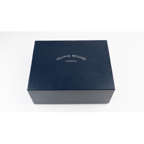 19 - A FRANCK MULLER, GENEVE WATCH BOX.  Of square form, crafted in blue lacquer box, featuring a wooden ... 