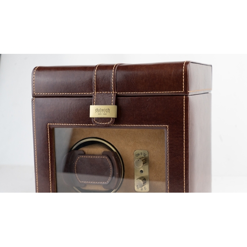 20 - A DULWICH DESIGN LEATHER WATCH WINDER BOX.Of contemporary design, crafted in dark brown bonded leath... 