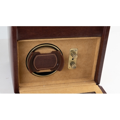 20 - A DULWICH DESIGN LEATHER WATCH WINDER BOX.Of contemporary design, crafted in dark brown bonded leath... 