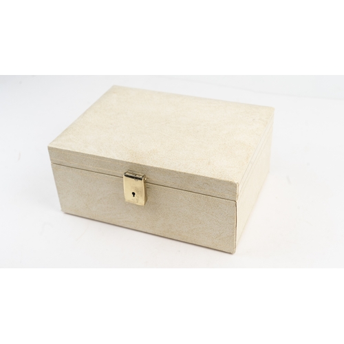 26 - DESIGN PHILIPP CREAM JEWELLERY BOX, 1970s, MADE IN SWEDEN
Of rectangular form, the cream exterior wi... 